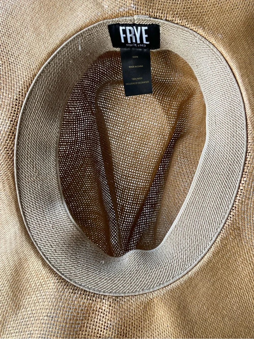 FRYE Straw Cowboy Hat Leather Band